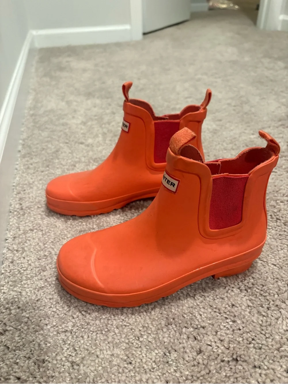Hunter Kids Bright Orange Chelsea Rain Boots